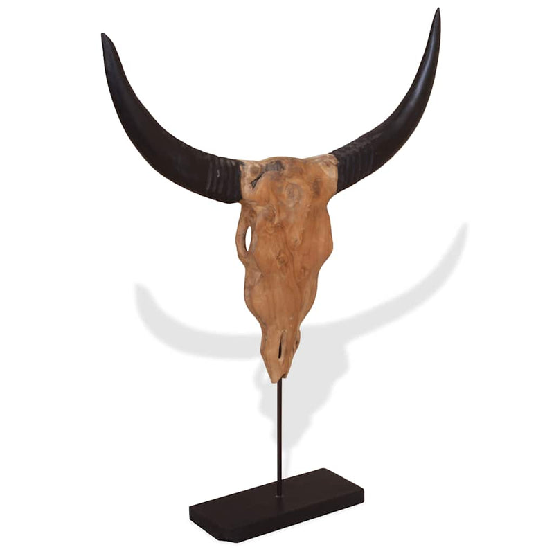 Laden Sie das Bild in Galerie -Viewer, Vidaxl stierenbeeld 66x15x88 cm teakhout
