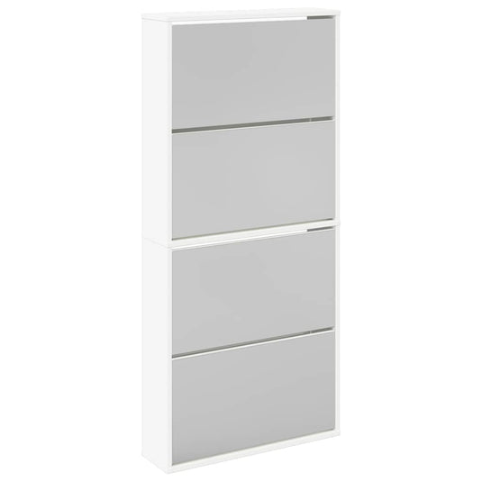 Vidaxl schoenenkast met 4 spiegels 63x17x134 cm wit