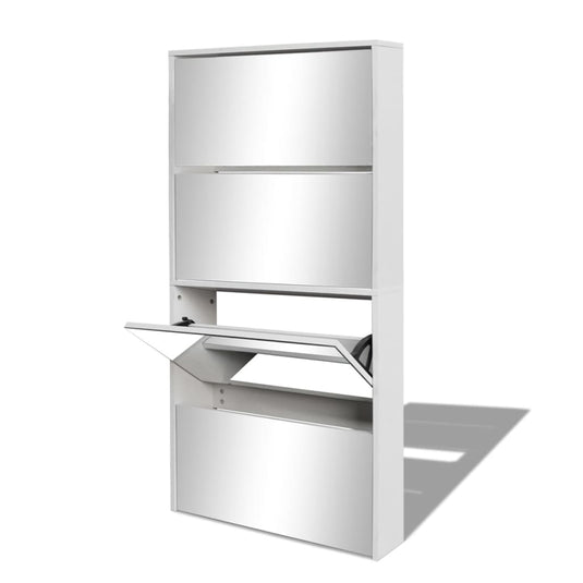 Vidaxl schoenenkast met 4 spiegels 63x17x134 cm wit