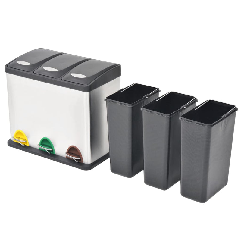 Load image into Gallery viewer, Vidaxl pedaalemmer voor recycling 24 l roestvrij staal
