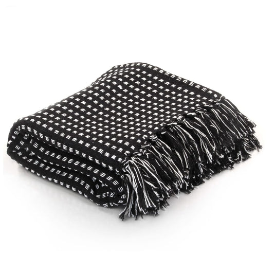 Vidaxl plaid vierkanten 160x210 cm katoen zwart