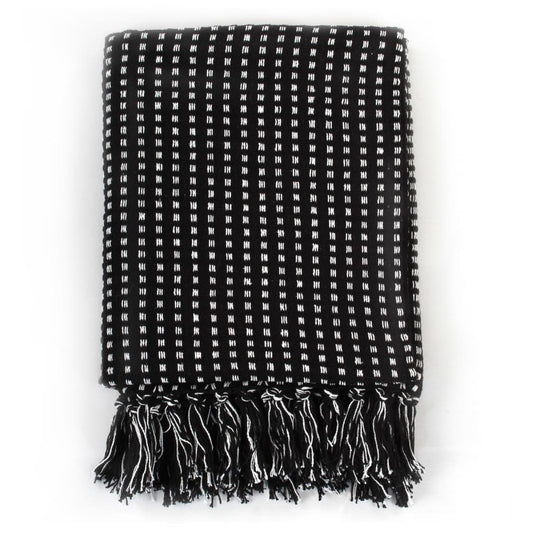 Vidaxl plaid vierkanten 160x210 cm katoen zwart