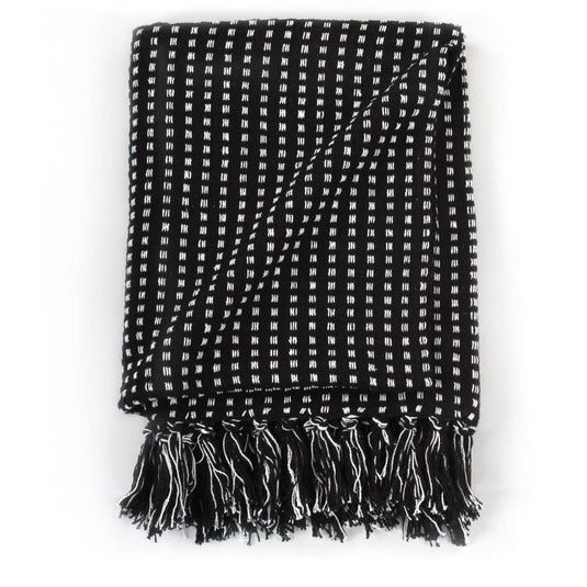 Vidaxl plaid vierkanten 160x210 cm katoen zwart