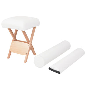Vidaxl massagekruk met 12cm dikke zitting en 2 bolsters inklapbaar wit