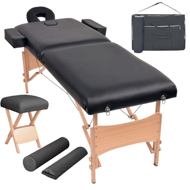 Vidaxl massagetafel- en krukset inklapbaar 2 zones 10 cm dik zwart