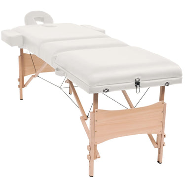 Vidaxl massagetafel- en krukset inklapbaar 3 zones 10 cm dik wit
