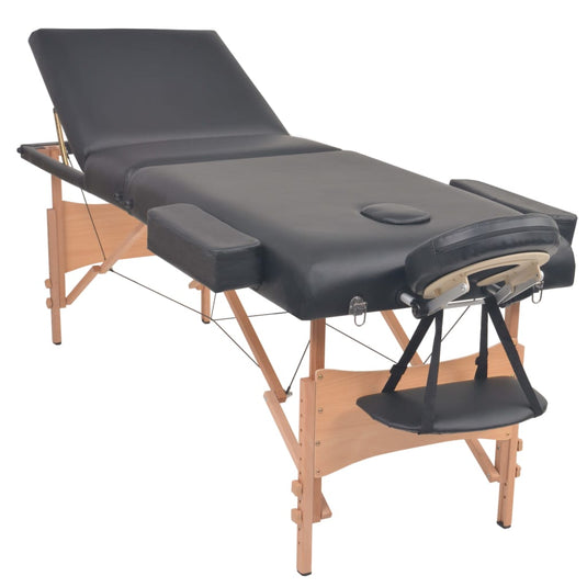 Vidaxl massagetafel- en krukset inklapbaar 3 zones 10 cm dik wit