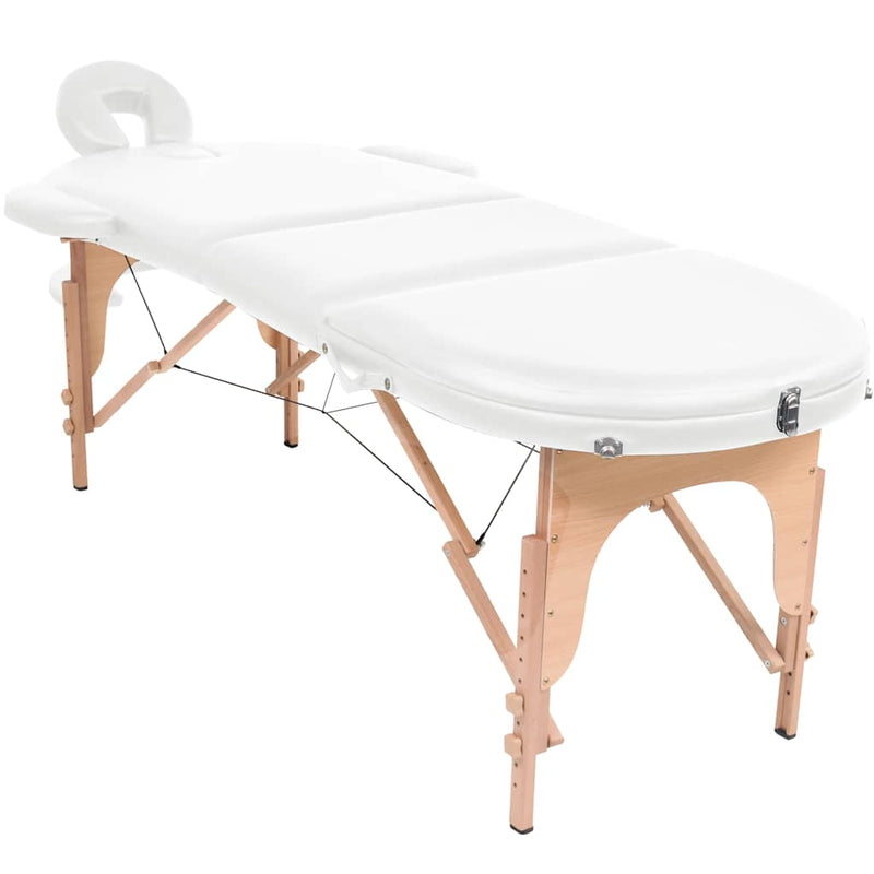 ギャラリービューアに画像をロードする, Vidaxl massagetafel inklapbaar 4 cm dik met 2 bolsters ovaal wit

