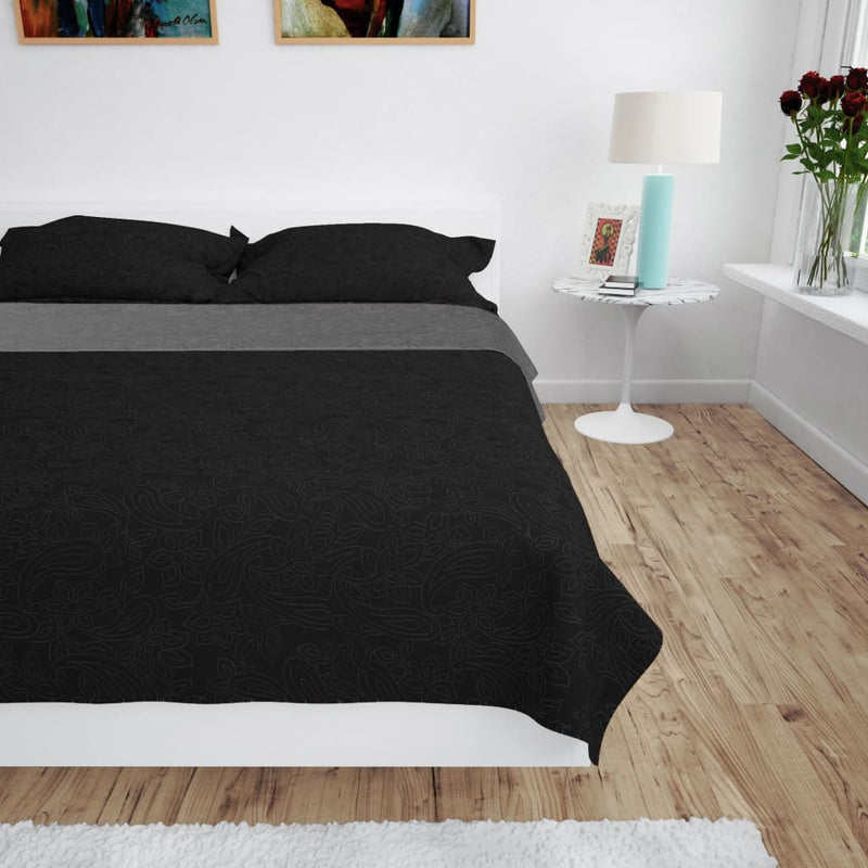 Load image into Gallery viewer, Vidaxl bedsprei dubbelzijdig 170x210 cm quilt grijs en zwart
