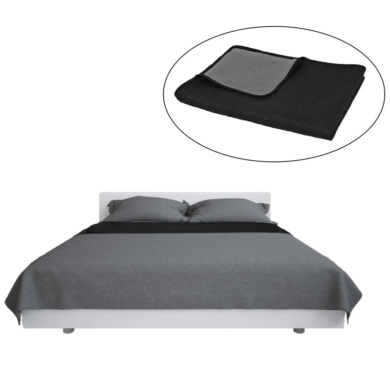 Load image into Gallery viewer, Vidaxl bedsprei dubbelzijdig 220x240 cm quilt grijs en zwart
