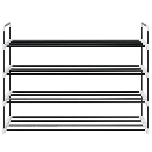 Vidaxl schoenenrek met 4 schappen metaal en kunststof zwart