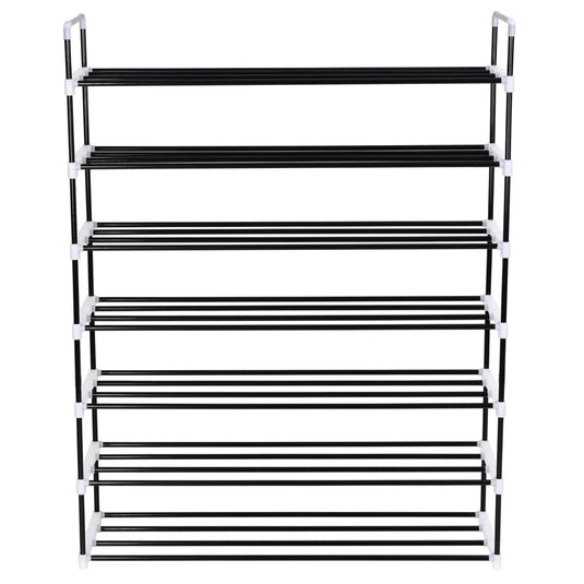 Vidaxl schoenenrek met 7 schappen metaal en kunststof zwart