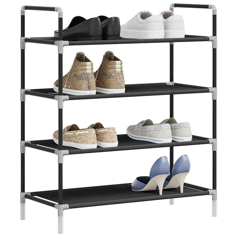 Load image into Gallery viewer, Vidaxl schoenenrek met 4 schappen metaal en ongeweven stof zwart
