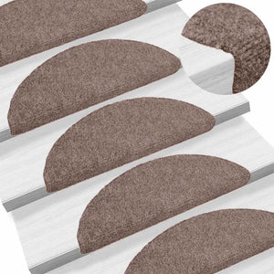 Vidaxl trapmatten zelfklevend 15 stuks 56x17x3 cm lichtbruin halfrond