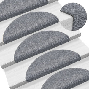 Vidaxl trapmatten zelfklevend 15 stuks 56x17x3 cm lichtgrijs halfrond