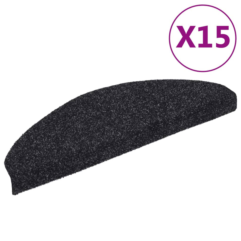 Load image into Gallery viewer, Vidaxl trapmatten zelfklevend 15 stuks 65x21x4 cm zwart halfrond groot
