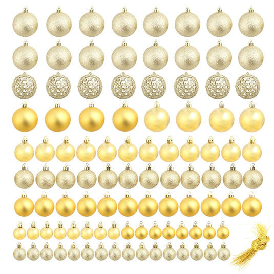 Vidaxl 100-delige kerstballenset 3 4 6 cm goudkleurig