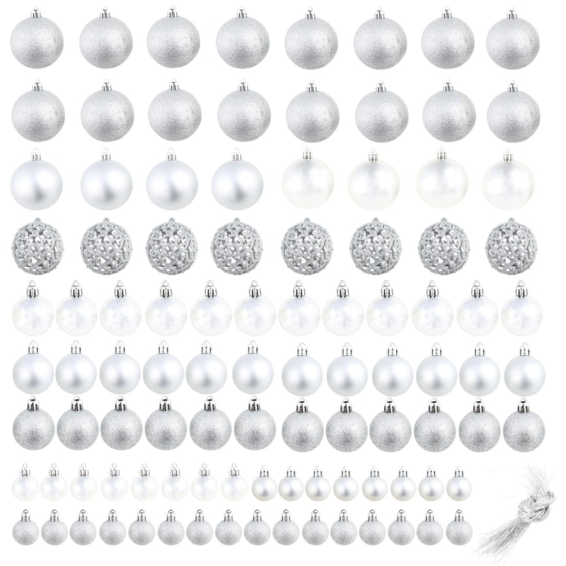 Load image into Gallery viewer, Vidaxl 100-delige kerstballenset 3 4 6 cm zilverkleurig
