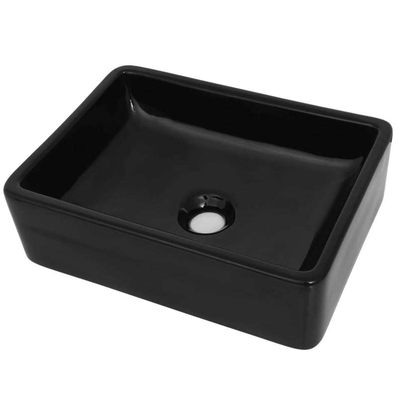 Load image into Gallery viewer, Vidaxl wastafel vierkant 41x30x12 cm keramiek zwart
