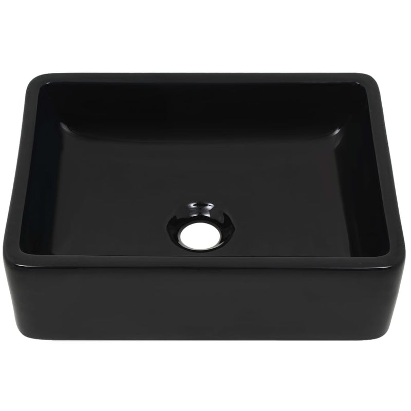 Load image into Gallery viewer, Vidaxl wastafel vierkant 41x30x12 cm keramiek zwart
