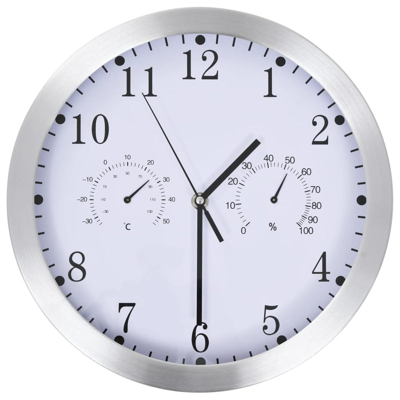 ギャラリービューアに画像をロードする, Vidaxl wandklok met quartz-mechanisme hygrometer thermometer 30 cm wit

