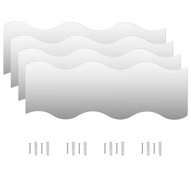 Load image into Gallery viewer, Vidaxl wandspiegels golfvormig 4 st 60x18,5 cm glas
