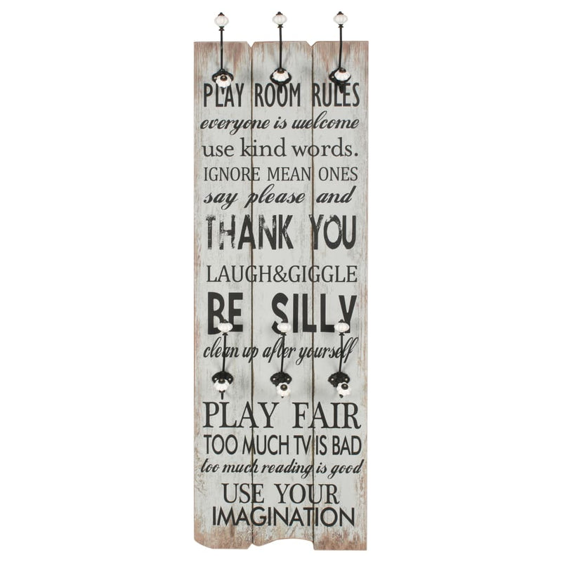 Load image into Gallery viewer, Vidaxl wandkapstok met 6 haken thank you 120x40 cm
