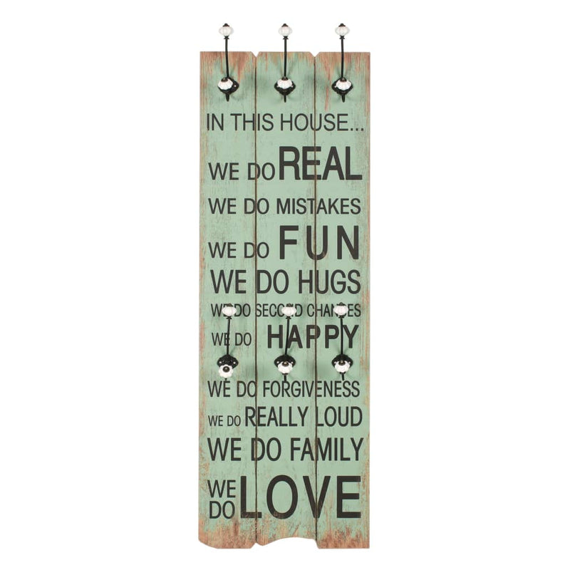 Load image into Gallery viewer, Vidaxl wandkapstok met 6 haken happy love 120x40 cm

