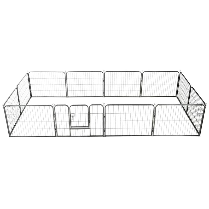 ギャラリービューアに画像をロードする, Vidaxl hondenren met 12 panelen 80x60 cm staal zwart
