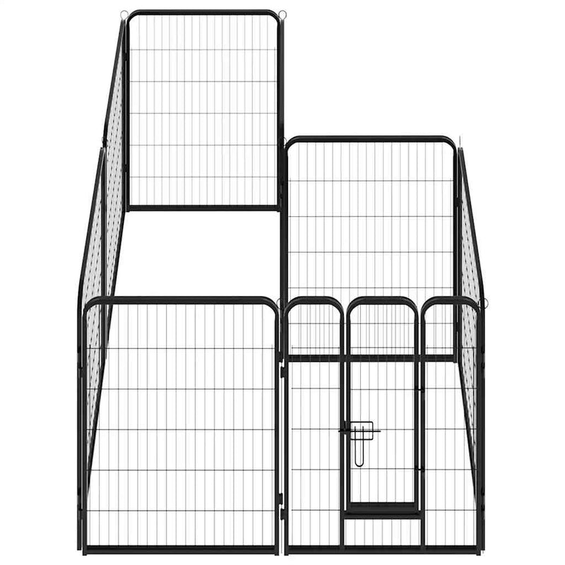 Load image into Gallery viewer, Vidaxl hondenren met 8 panelen 80x100 cm staal zwart
