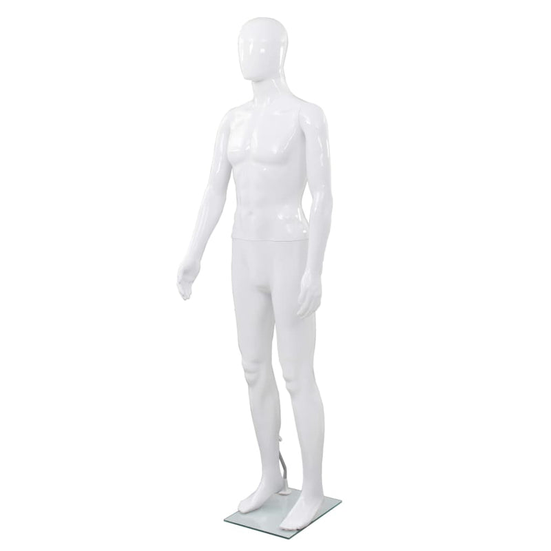 Load image into Gallery viewer, Vidaxl etalagepop mannelijk met glazen voet 175 cm glanzend wit
