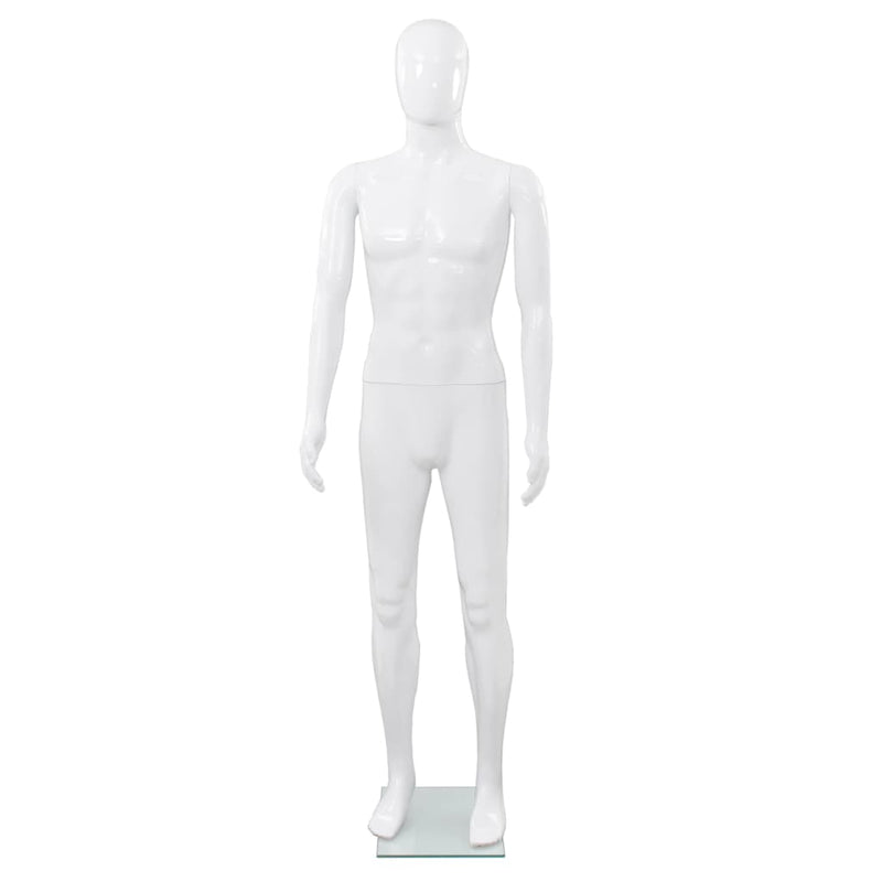Load image into Gallery viewer, Vidaxl etalagepop mannelijk met glazen voet 175 cm glanzend wit
