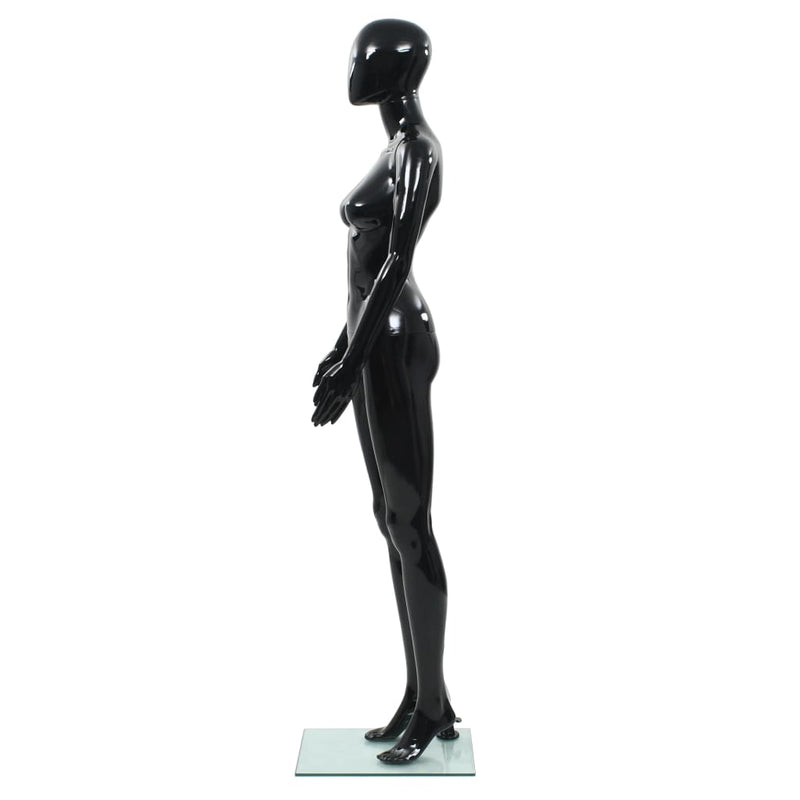 Load image into Gallery viewer, Vidaxl etalagepop vrouwelijk met glazen voet 175 cm glanzend zwart
