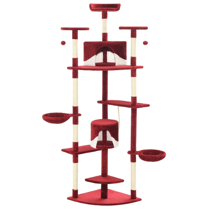 Load image into Gallery viewer, Vidaxl kattenkrabpaal met sisal krabpalen 203 cm rood en wit
