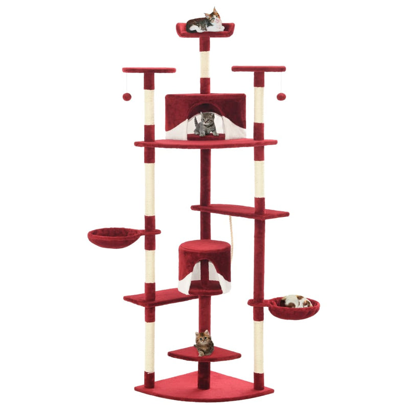 Load image into Gallery viewer, Vidaxl kattenkrabpaal met sisal krabpalen 203 cm rood en wit
