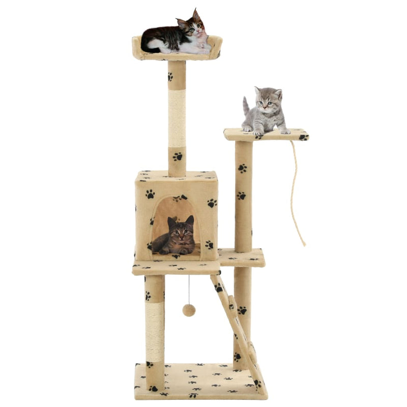 Load image into Gallery viewer, Vidaxl kattenkrabpaal met sisal krabpalen 120 cm pootafdrukken beige

