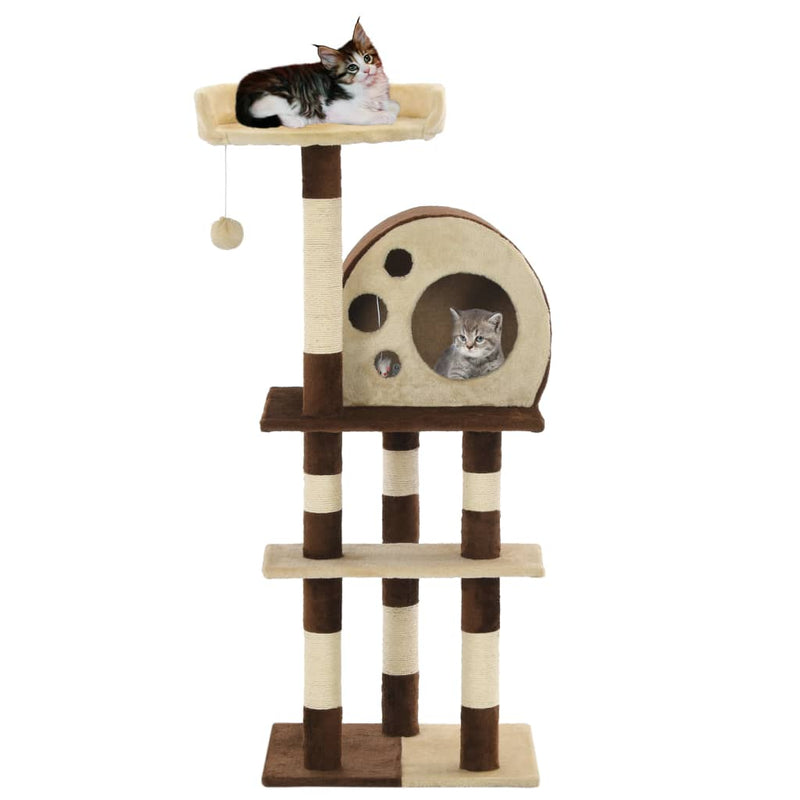 Load image into Gallery viewer, Vidaxl kattenkrabpaal met sisal krabpalen 127 cm beige en bruin
