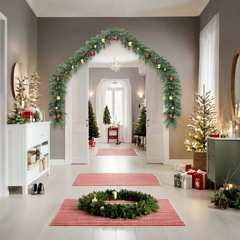 Afbeelding laden in galerijviewer, Vidaxl kerstslinger versierd met kerstballen en led-lampjes 10 m
