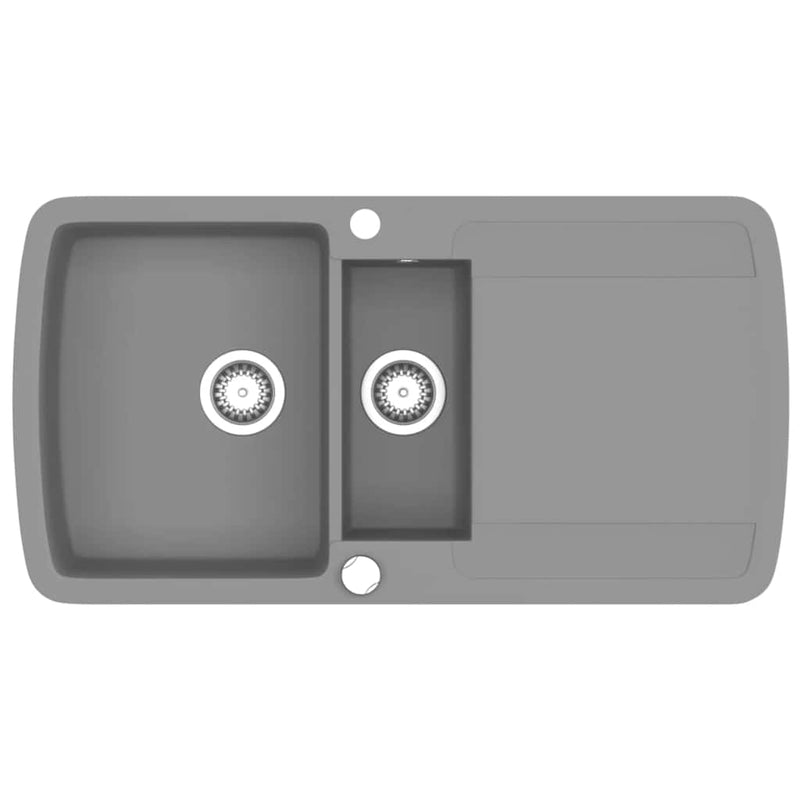 Load image into Gallery viewer, Vidaxl gootsteen dubbele bak graniet grijs
