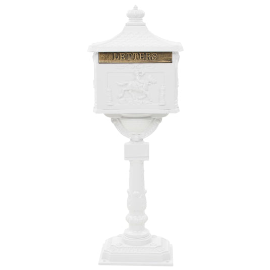 Vidaxl staande brievenbus vintage stijl roestbestendig aluminium wit