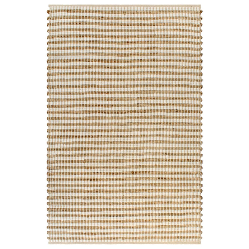 Load image into Gallery viewer, VidaXL Vloerkleed 120x180 cm handgeweven jute naturel en wit
