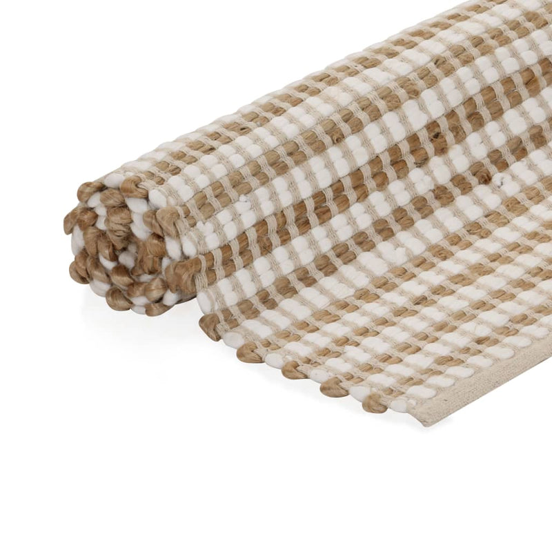 Load image into Gallery viewer, VidaXL Vloerkleed 120x180 cm handgeweven jute naturel en wit
