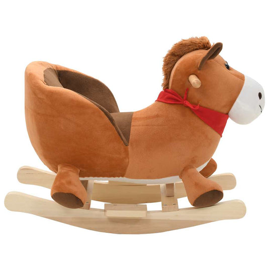 Vidaxl hobbeldier paard met rugleuning 60x32x50 cm pluche bruin