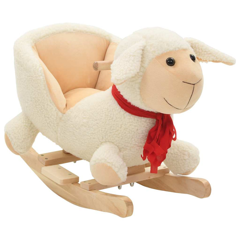 Load image into Gallery viewer, Vidaxl hobbeldier schaap met rugleuning 60x32x50 cm pluche wit
