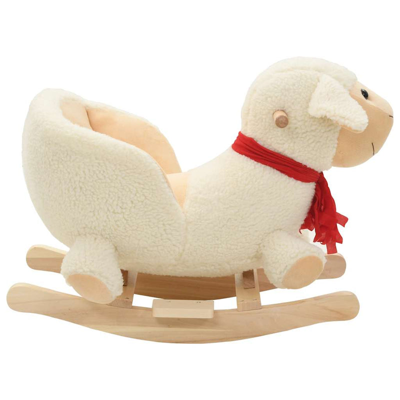 Load image into Gallery viewer, Vidaxl hobbeldier schaap met rugleuning 60x32x50 cm pluche wit

