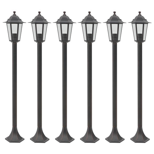 Vidaxl paalverlichting voor tuin e27 110 cm aluminium brons 6 st