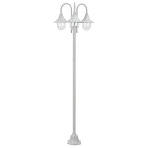 Vidaxl paalverlichting tuin e27 220 cm aluminium wit 3-delig