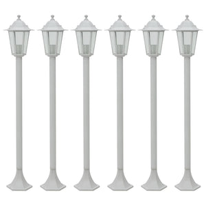 Vidaxl paalverlichting voor tuin e27 110 cm aluminium wit 6 st