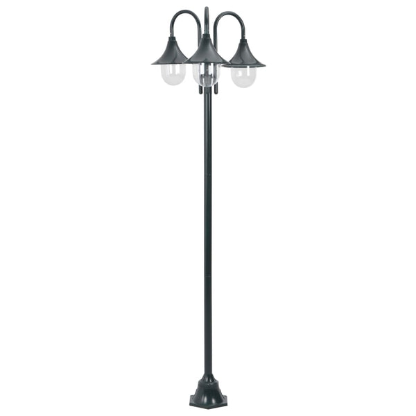 Vidaxl paalverlichting tuin e27 220 cm aluminium donkergroen 3-delig