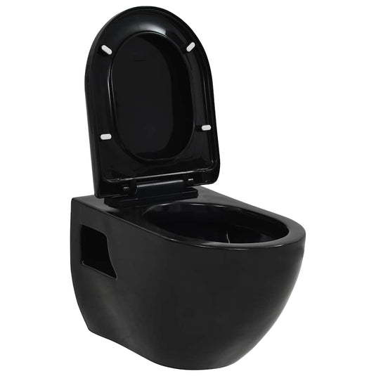 Vidaxl wandtoilet keramiek zwart